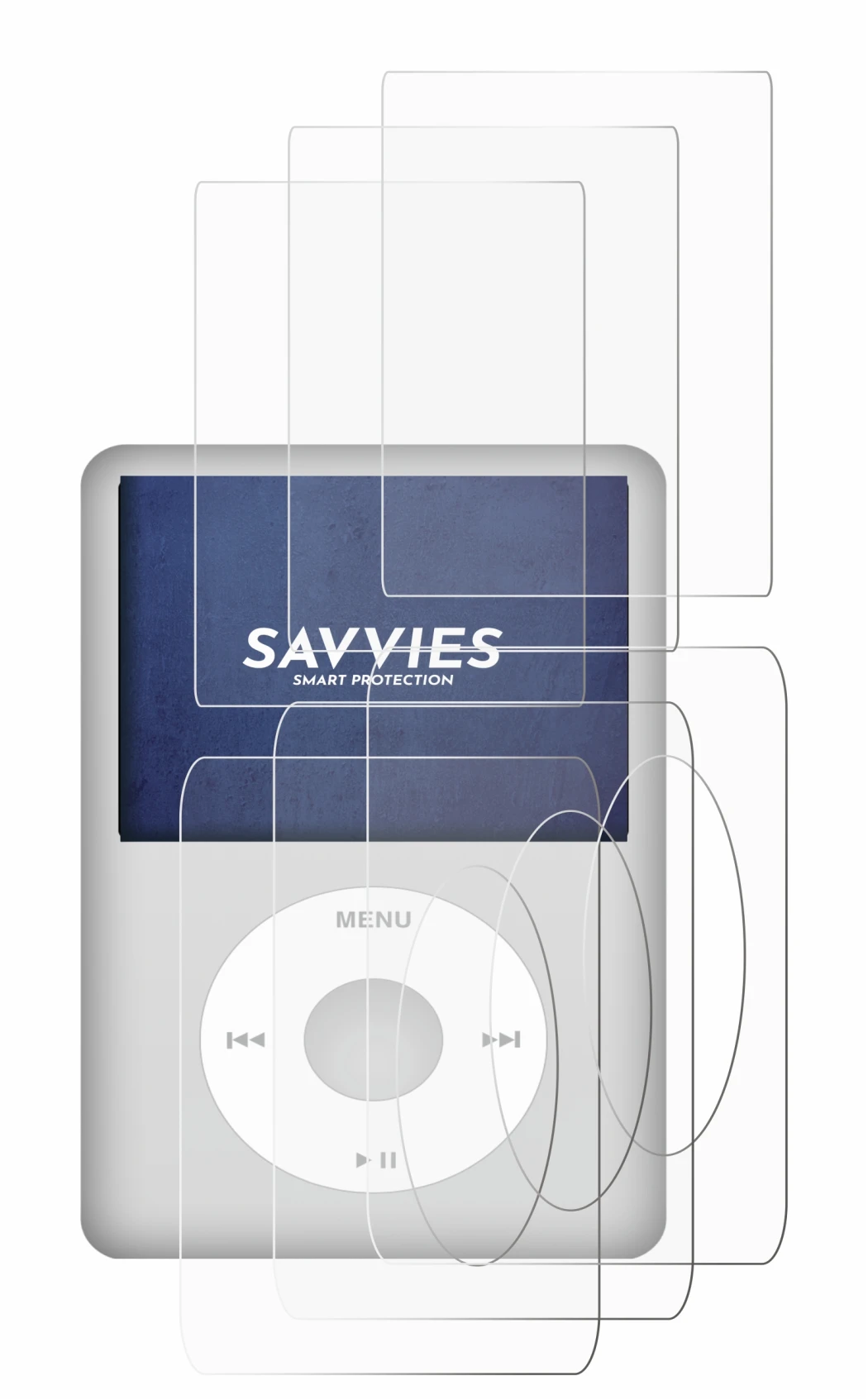 Immagine del dispositivo Apple iPod Classic (Fronte+Retro, 5.5 Gen.) con un'ampia varietà di protezioni per lo schermo.