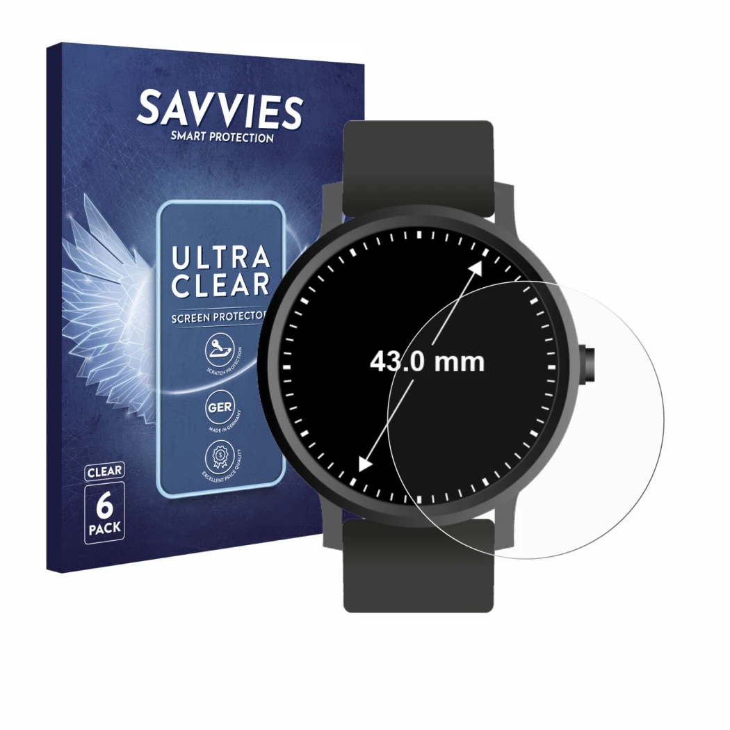 Parte frontale di una confezione del prodotto con il logo del marchio Savvies. Accanto è raffigurato il dispositivo Orologi (C