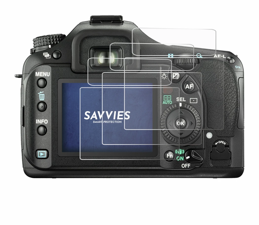 Immagine del dispositivo Pentax K20D con un'ampia varietà di protezioni per lo schermo.