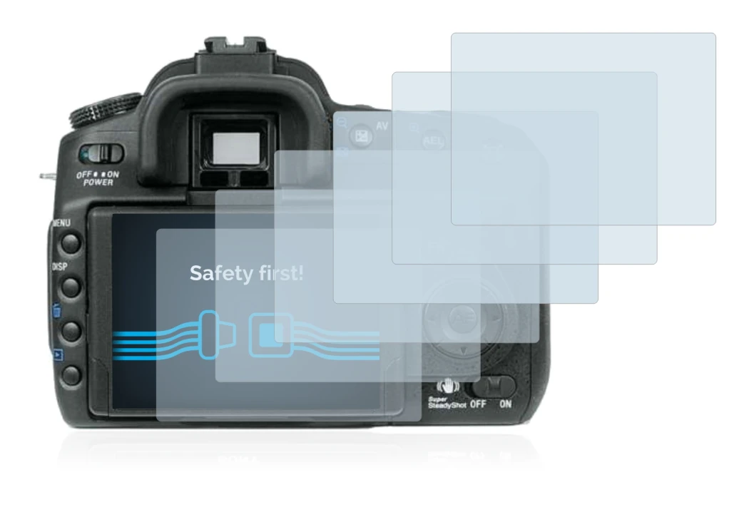 Immagine del dispositivo Sony Alpha 350 (DSLR-A350) con un'ampia varietà di protezioni per lo schermo.