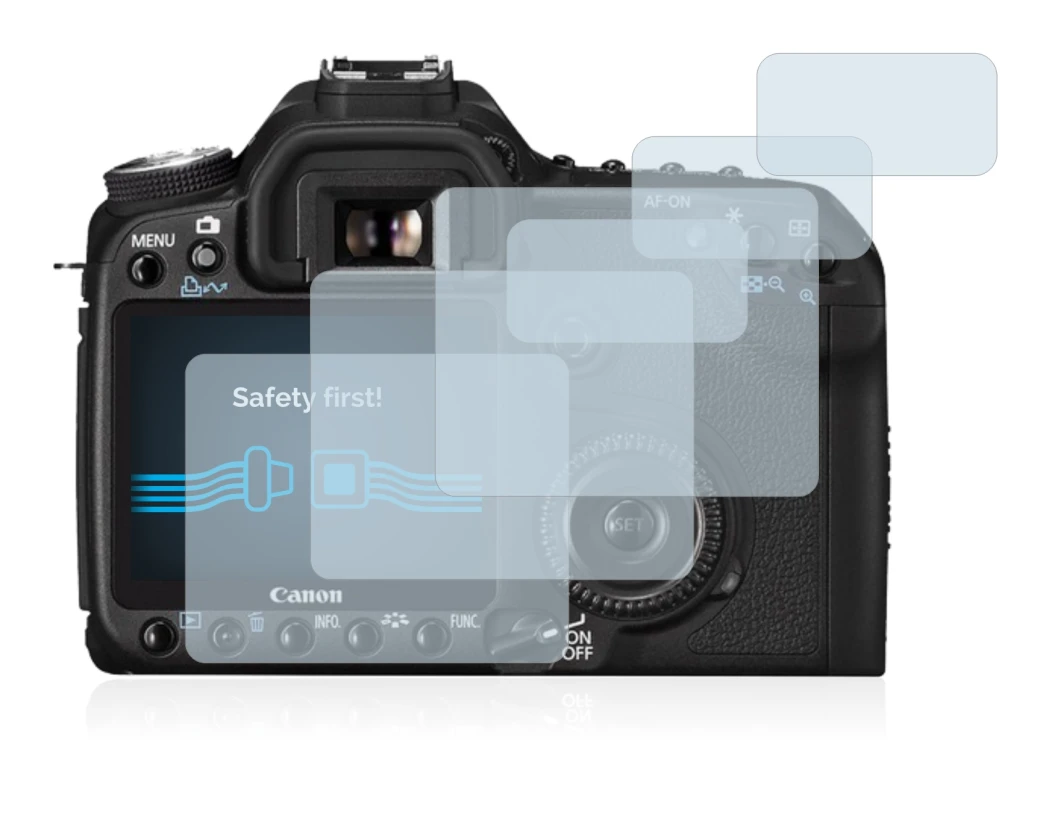Immagine del dispositivo Canon EOS 50D con un'ampia varietà di protezioni per lo schermo.