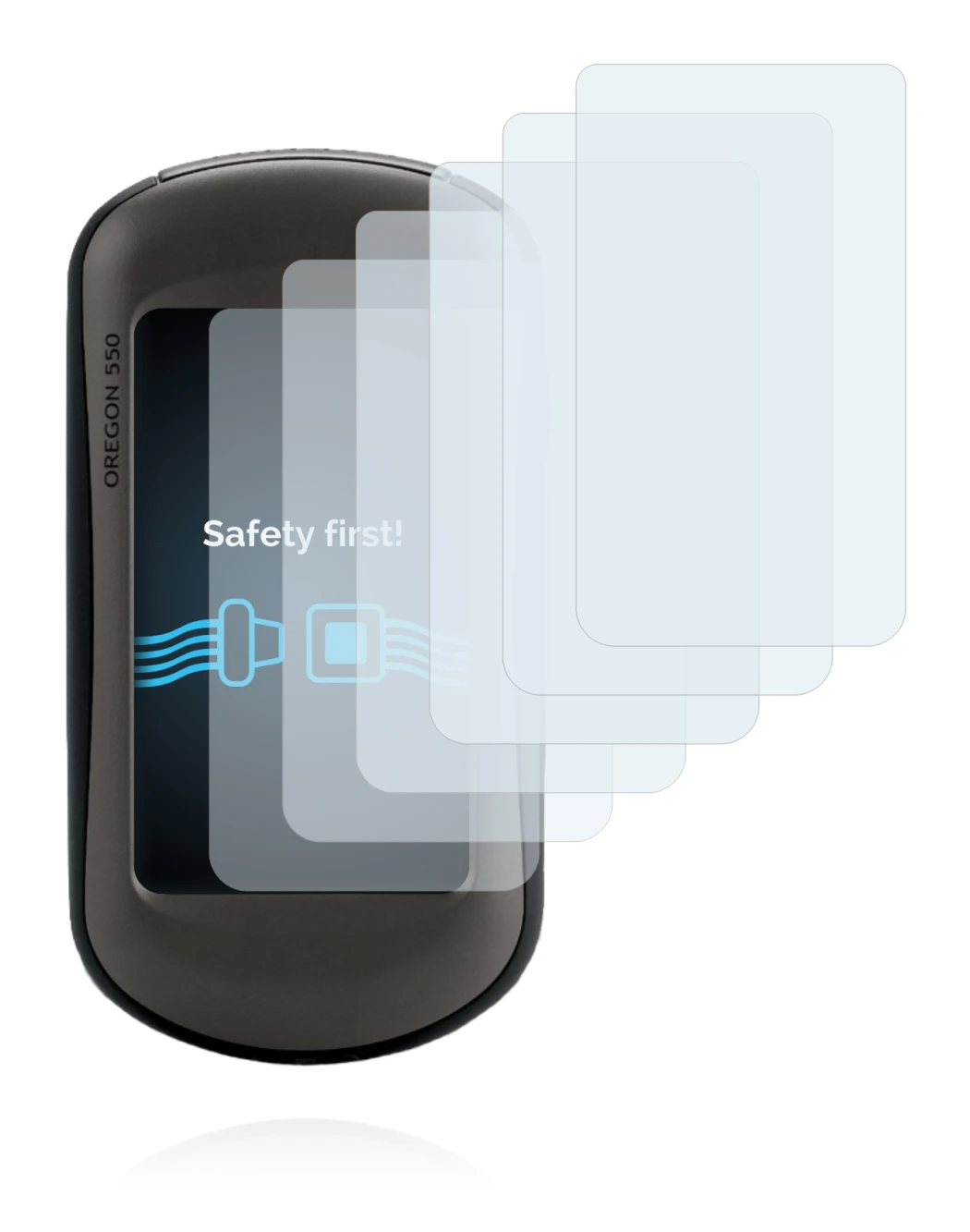 Immagine del dispositivo Garmin Oregon 550 con un'ampia varietà di protezioni per lo schermo.