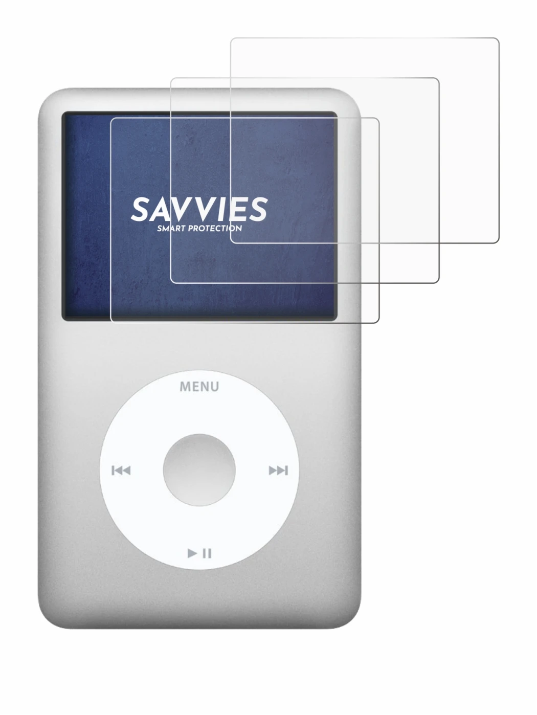Immagine del dispositivo Apple iPod classic 160 GB (7a Gen.) con un'ampia varietà di protezioni per lo schermo.