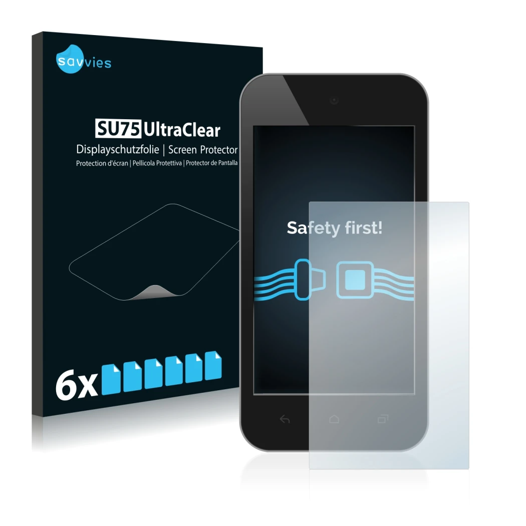 Parte frontale di una confezione del prodotto con il logo del marchio Savvies. Accanto è raffigurato il dispositivo con la rel