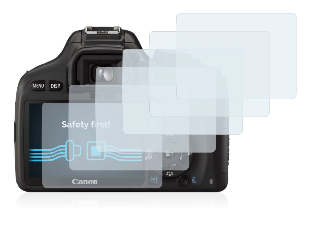 Immagine del dispositivo Canon EOS 550D con un'ampia varietà di protezioni per lo schermo.