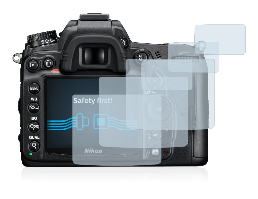 Immagine del dispositivo Nikon D7000 con un'ampia varietà di protezioni per lo schermo.