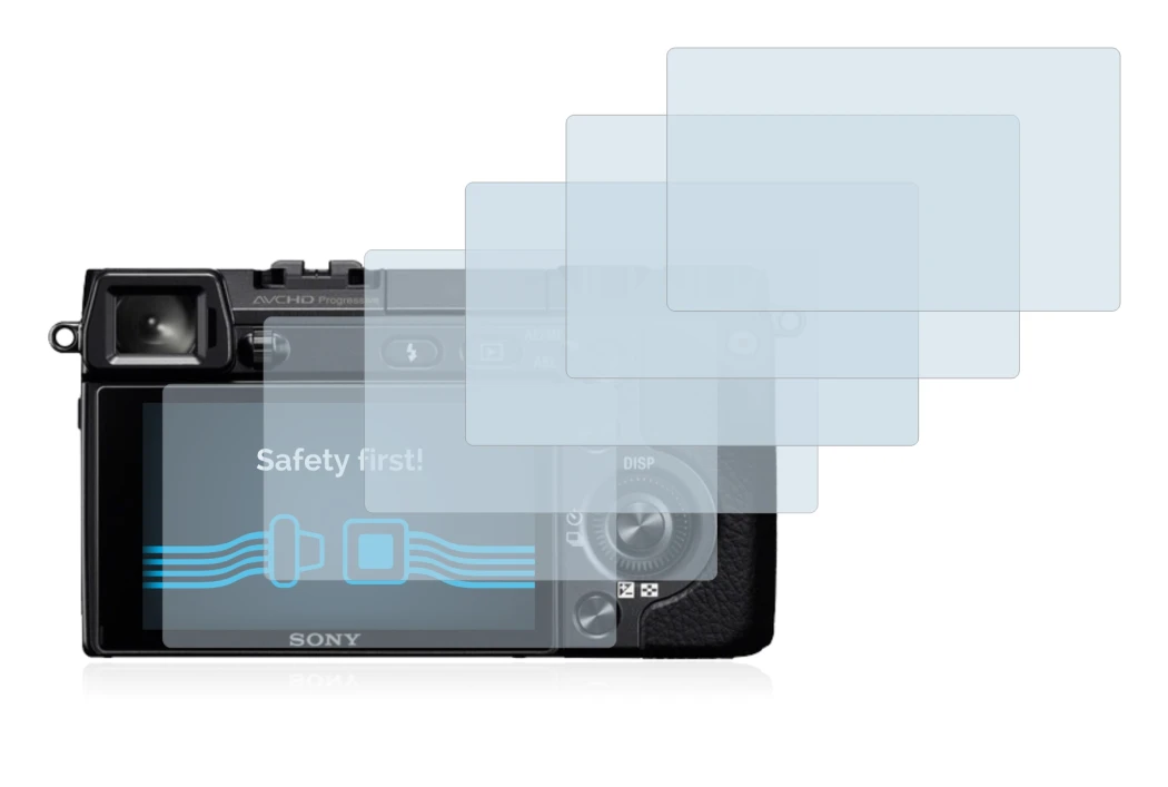 Immagine del dispositivo Sony Alpha NEX-7 con un'ampia varietà di protezioni per lo schermo.
