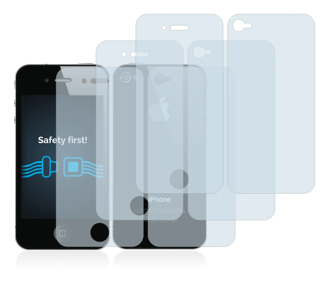 Immagine del dispositivo Apple iPhone 4S (Fronte+Retro) con un'ampia varietà di protezioni per lo schermo.