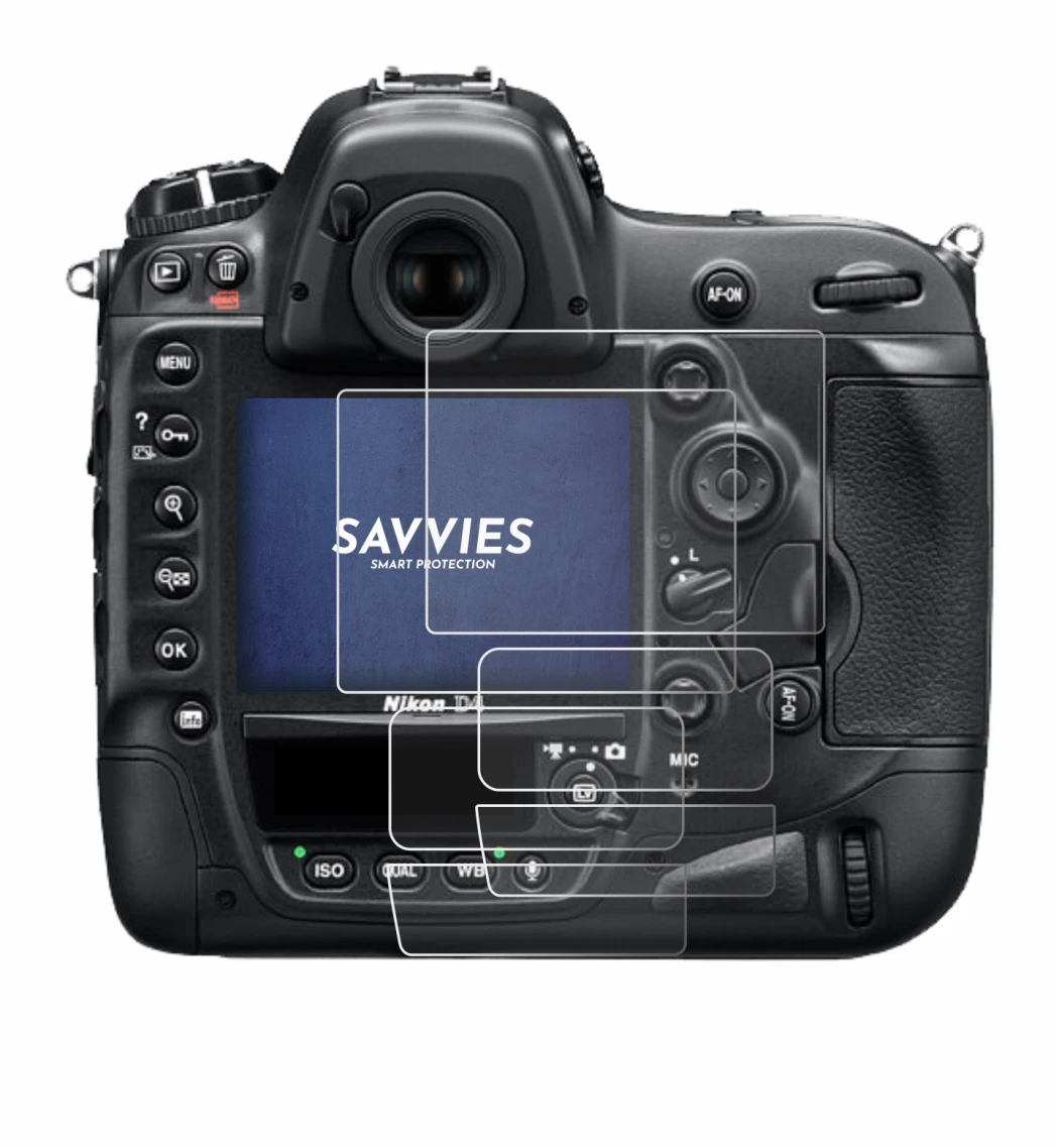 Immagine del dispositivo Nikon D4 con un'ampia varietà di protezioni per lo schermo.