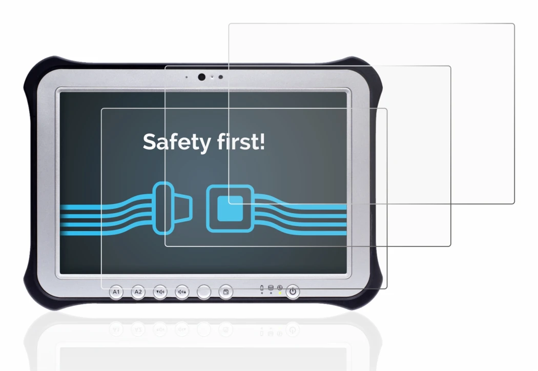 Immagine del dispositivo Panasonic Toughpad FZ-G1 con un'ampia varietà di protezioni per lo schermo.