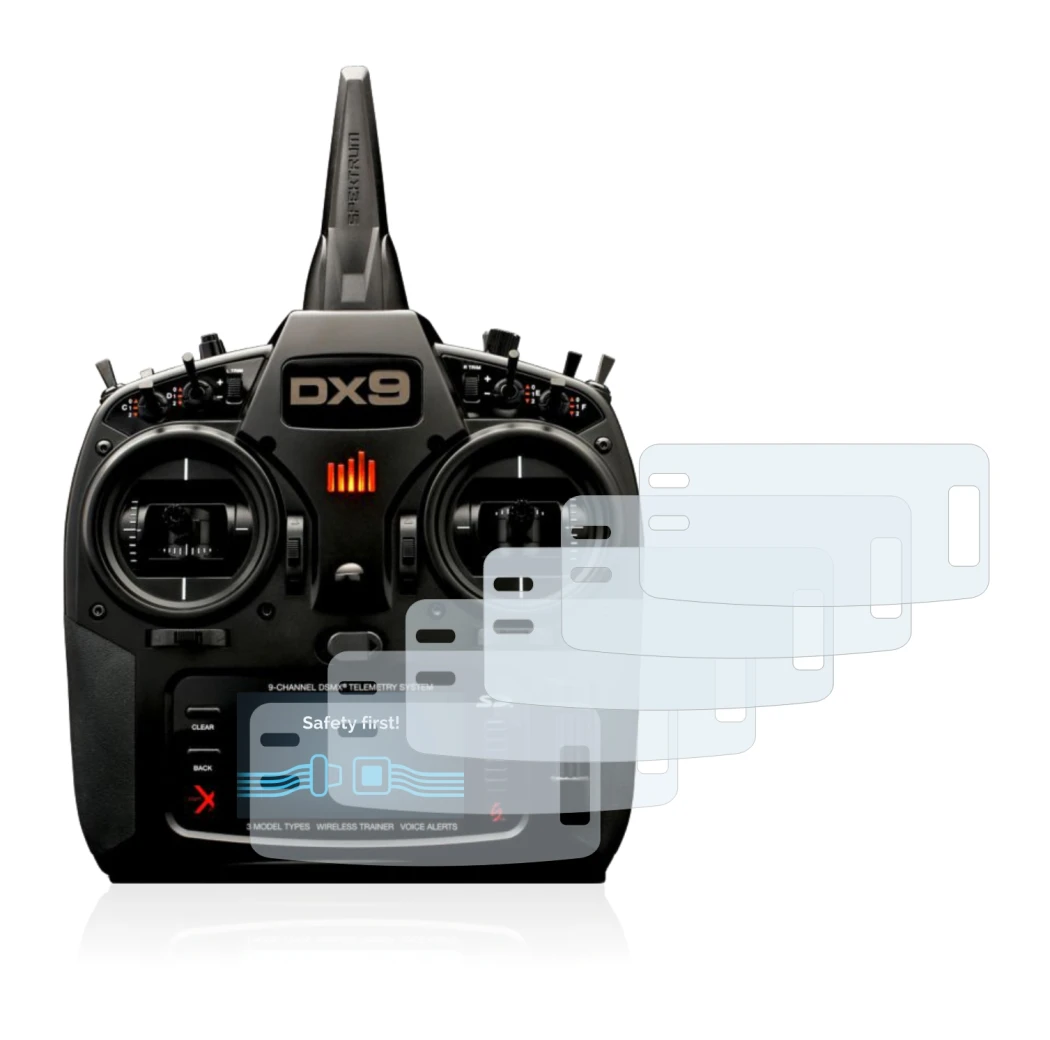 Immagine del dispositivo Spektrum DX9 con un'ampia varietà di protezioni per lo schermo.