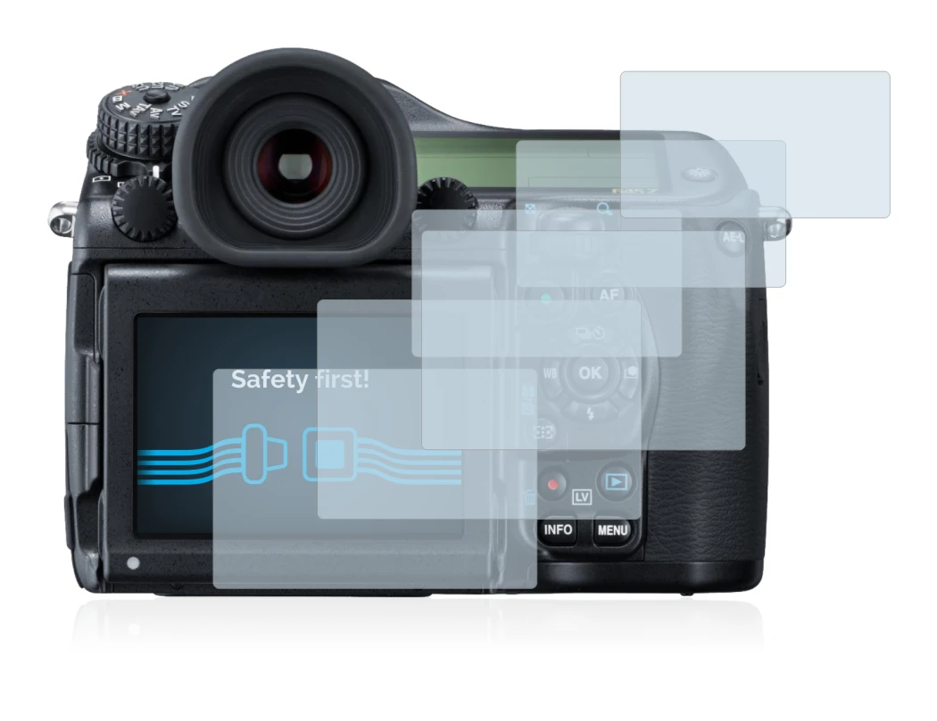 Immagine del dispositivo Pentax 645Z con un'ampia varietà di protezioni per lo schermo.