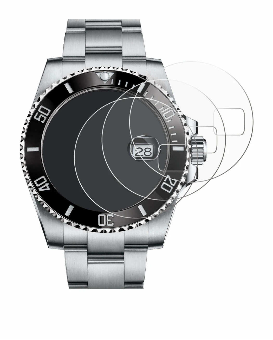 Immagine del dispositivo Rolex Submariner (Date) con un'ampia varietà di protezioni per lo schermo.