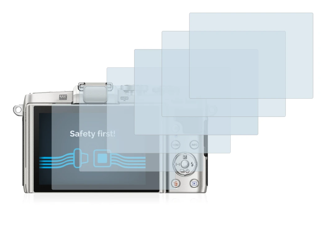 Immagine del dispositivo Olympus PEN E-PL7 con un'ampia varietà di protezioni per lo schermo.