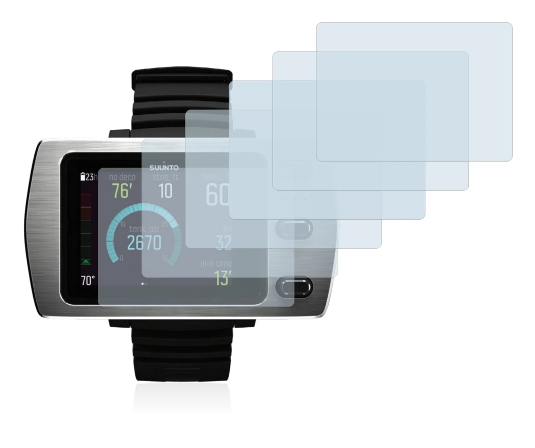 Immagine del dispositivo Suunto Eon Steel con un'ampia varietà di protezioni per lo schermo.