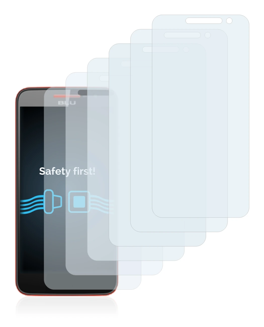 Immagine del dispositivo BLU Studio C con un'ampia varietà di protezioni per lo schermo.
