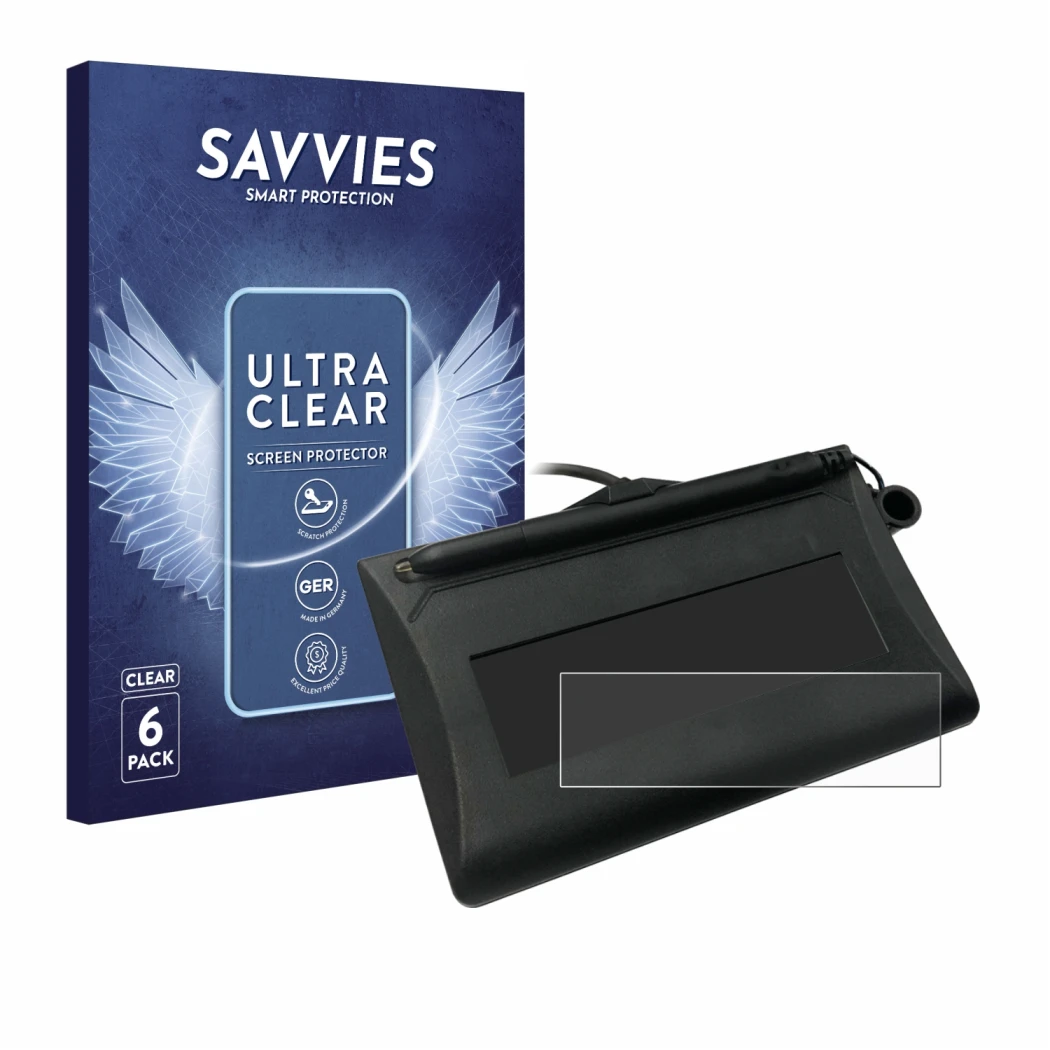 Parte frontale di una confezione del prodotto con il logo del marchio Savvies. Accanto è raffigurato il dispositivo Topaz T-LB