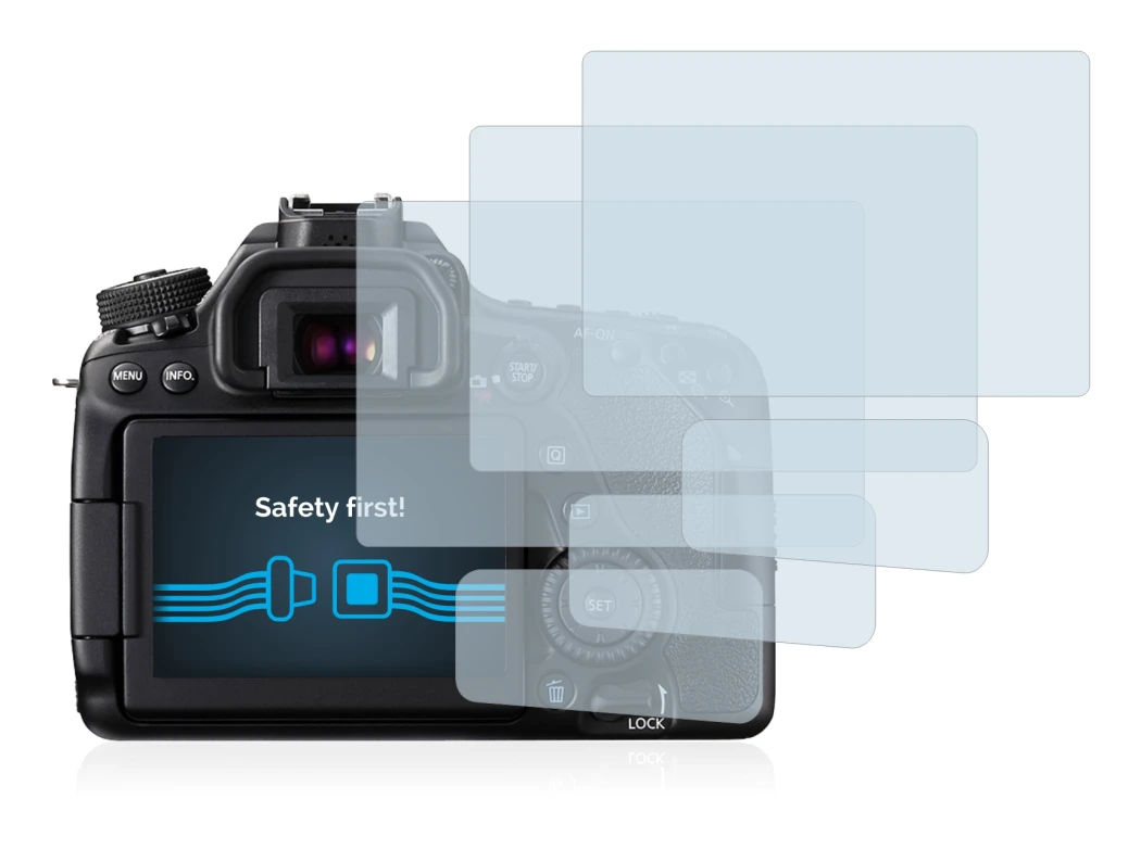 Immagine del dispositivo Canon EOS 80D con un'ampia varietà di protezioni per lo schermo.