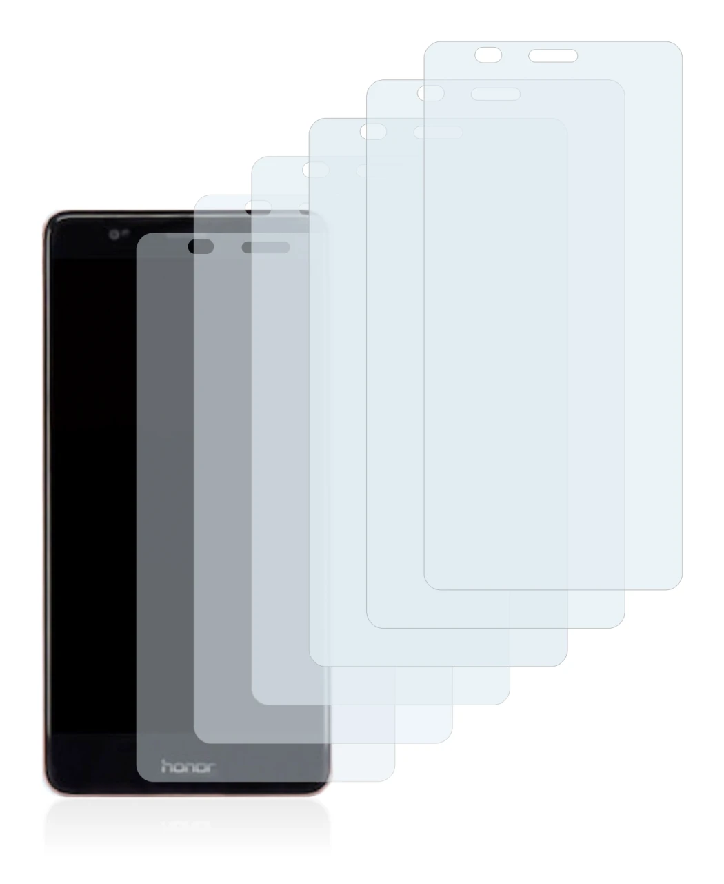 Immagine del dispositivo Honor V8 con un'ampia varietà di protezioni per lo schermo.