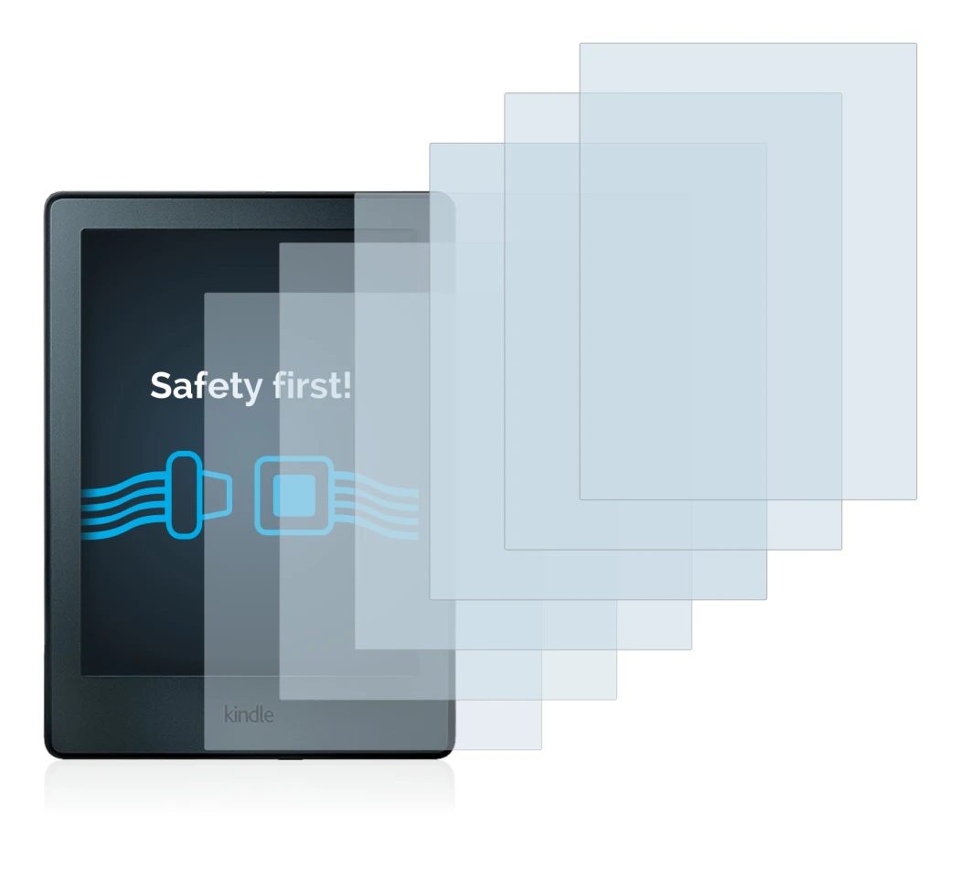 Immagine del dispositivo Amazon Kindle 2016 (8a Gen.) con un'ampia varietà di protezioni per lo schermo.