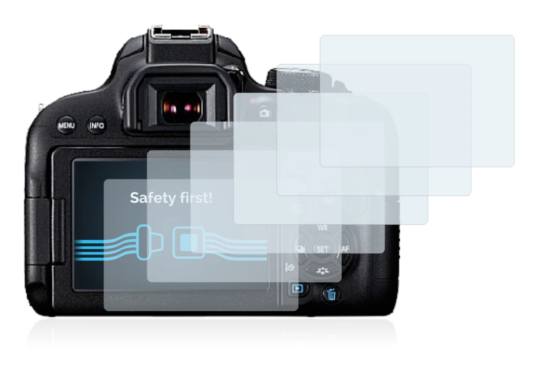Immagine del dispositivo Canon EOS 800D con un'ampia varietà di protezioni per lo schermo.