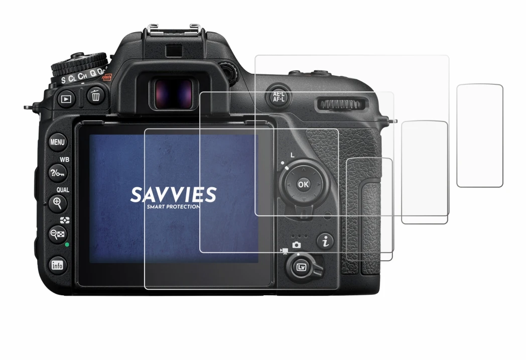 Immagine del dispositivo Nikon D7500 con un'ampia varietà di protezioni per lo schermo.