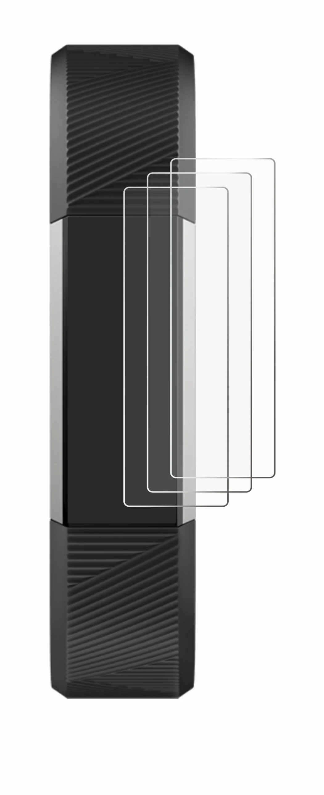 Immagine del dispositivo Fitbit Alta HR con un'ampia varietà di protezioni per lo schermo.