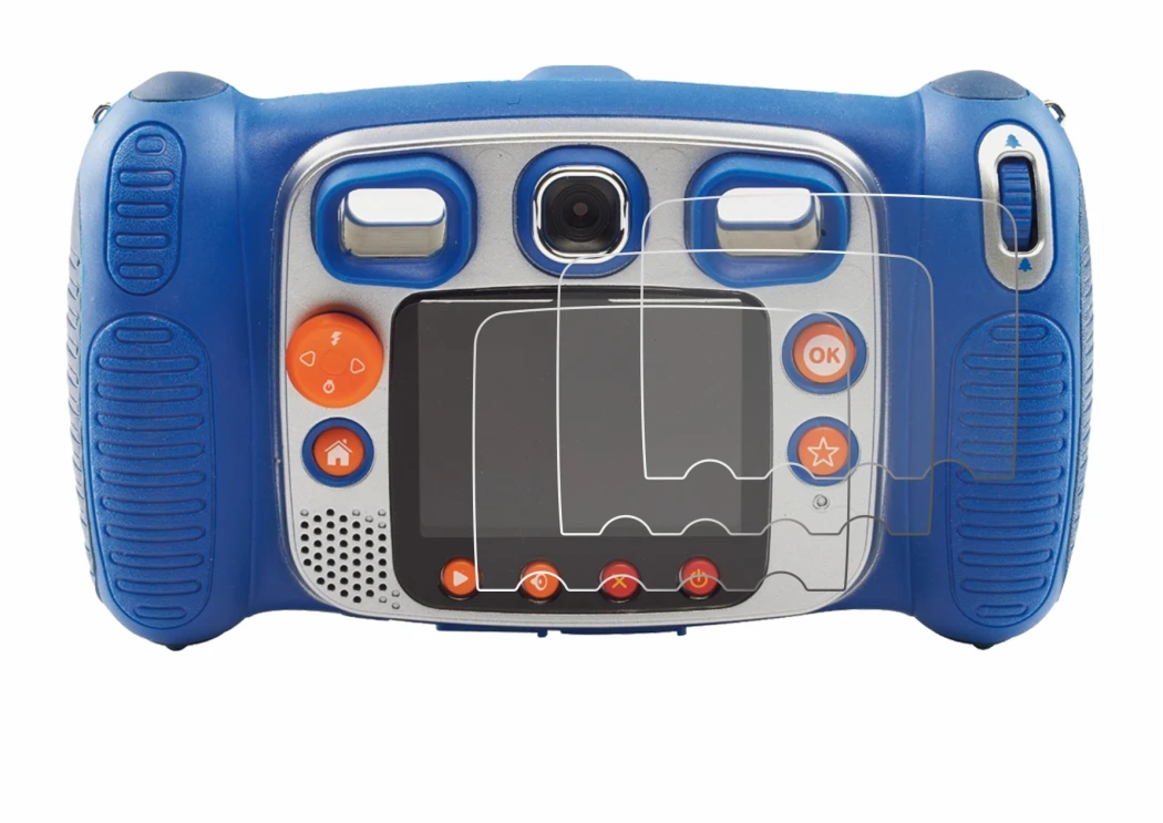 Immagine del dispositivo Vtech Kidizoom Duo 5.0 con un'ampia varietà di protezioni per lo schermo.