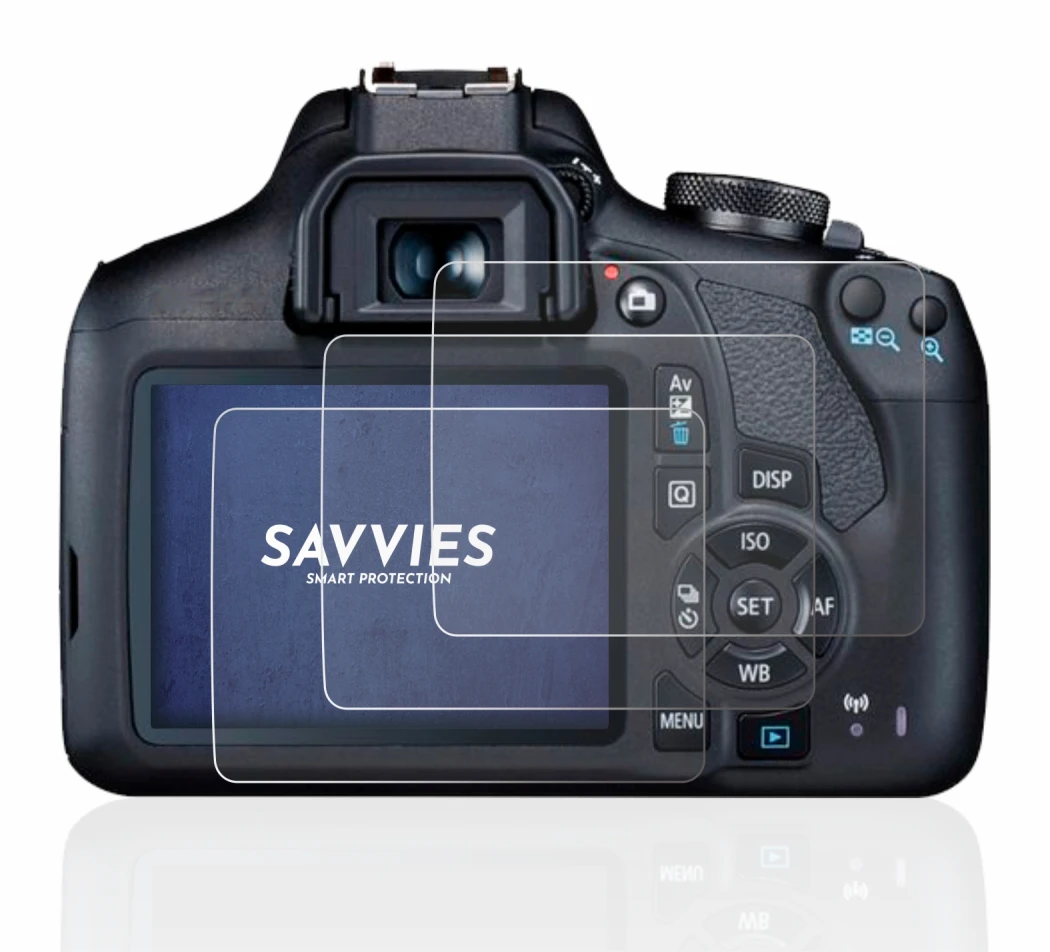 Immagine del dispositivo Canon EOS 2000D con un'ampia varietà di protezioni per lo schermo.