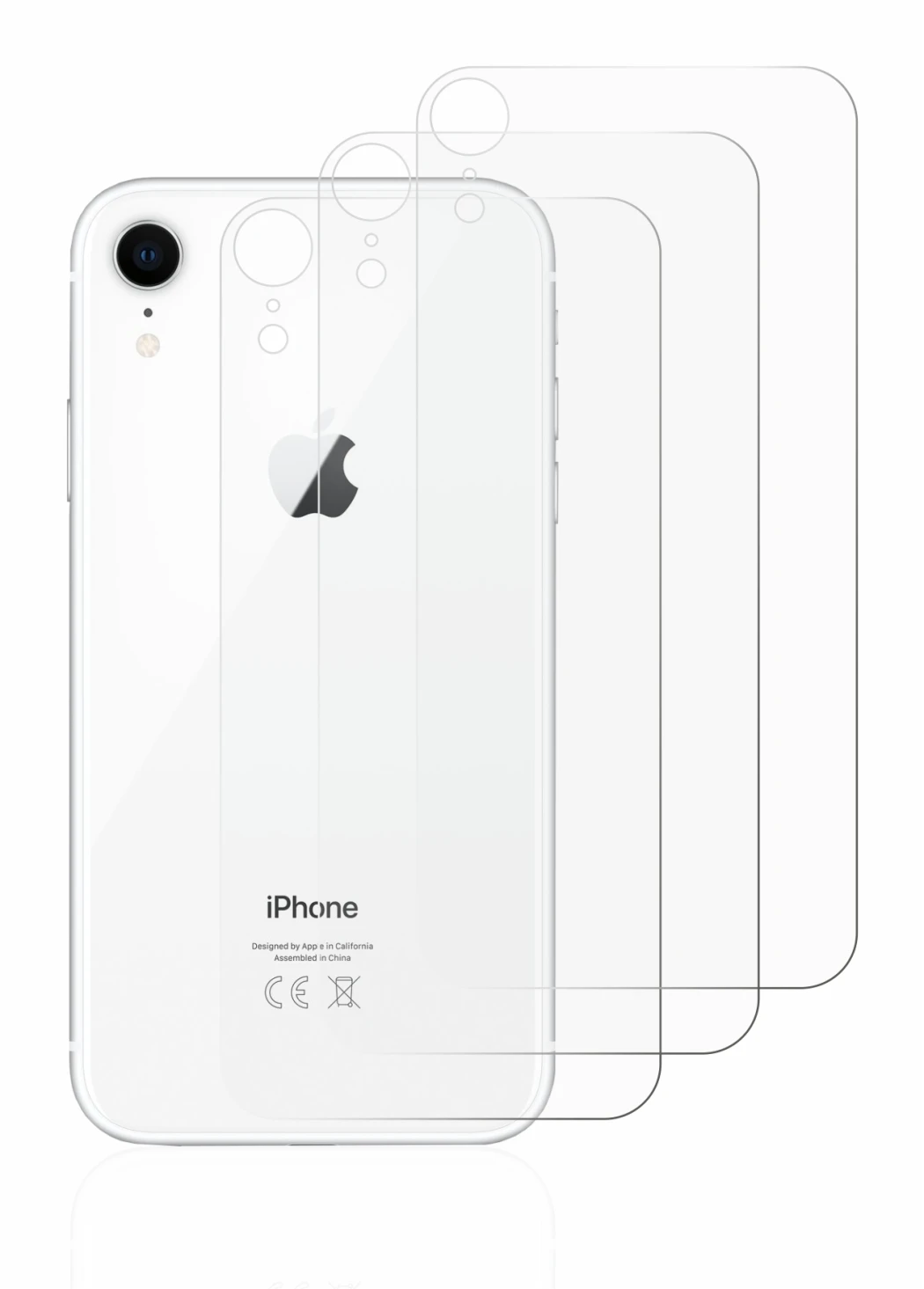 Immagine del dispositivo Apple iPhone XR (Posteriore) con un'ampia varietà di protezioni per lo schermo.