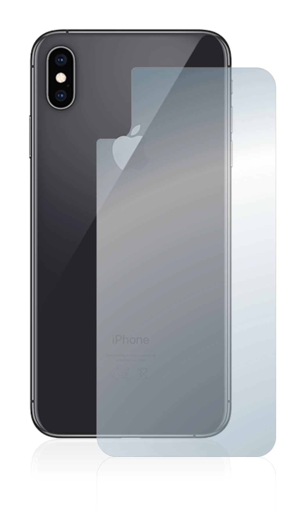 Immagine del dispositivo Apple iPhone Xs Max (Posteriore) con un'ampia varietà di protezioni per lo schermo.