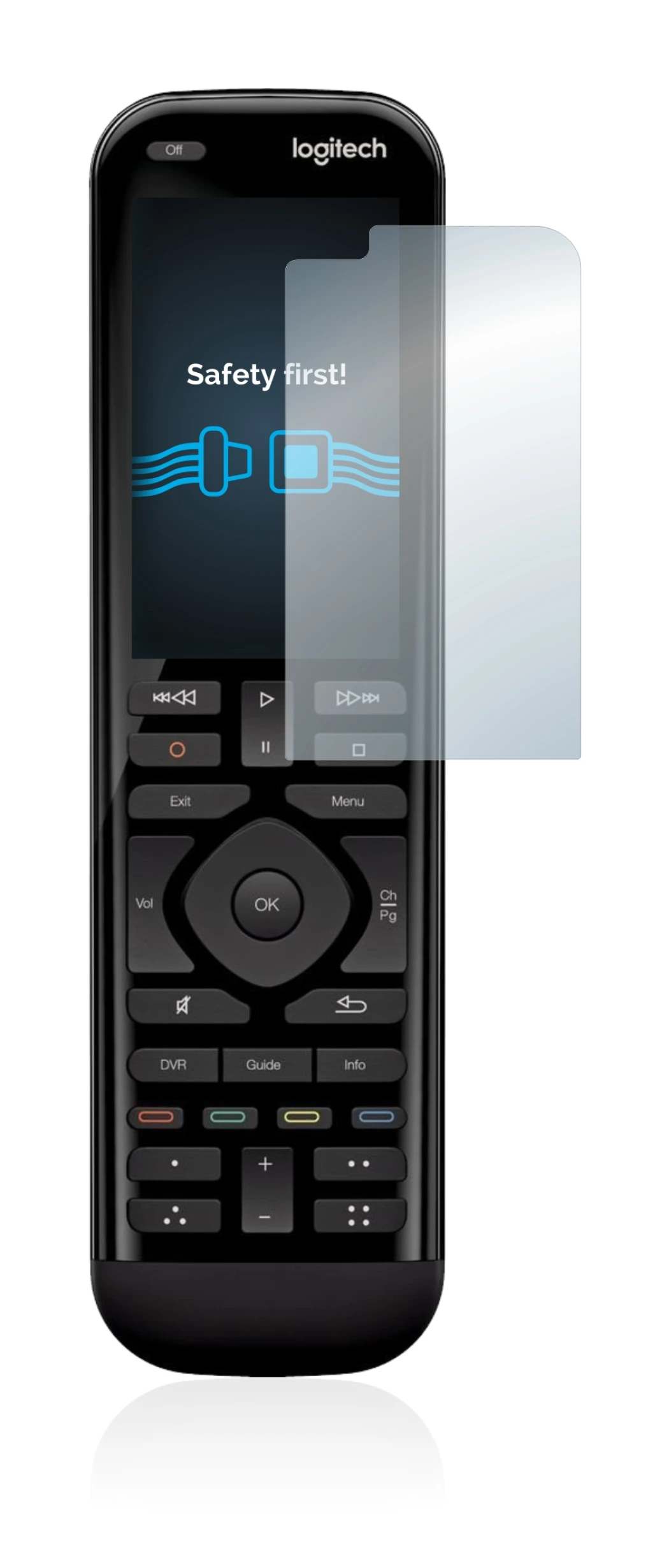 Immagine del dispositivo Logitech Harmony Elite con un'ampia varietà di protezioni per lo schermo.
