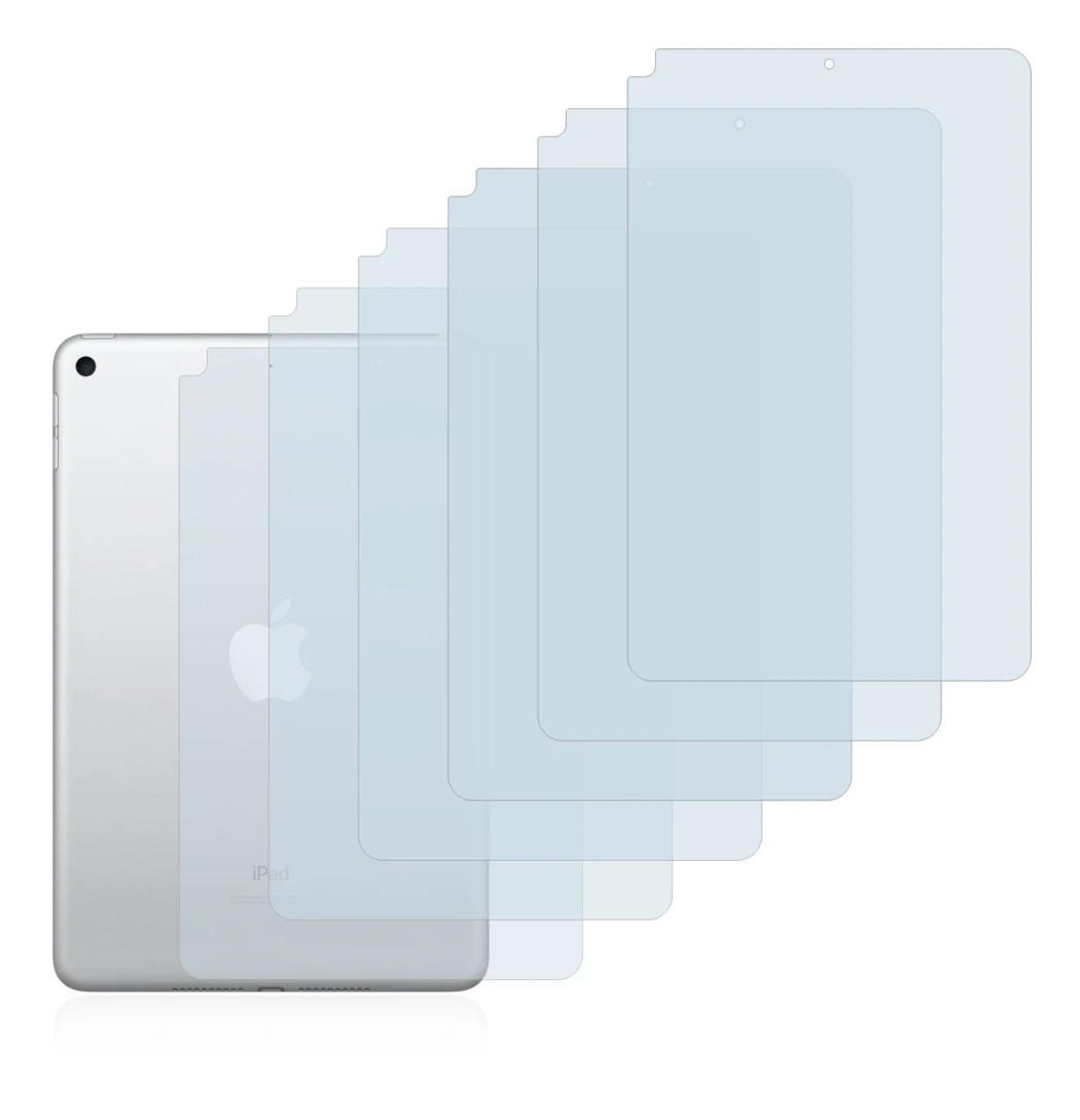 Immagine del dispositivo Apple iPad Mini 5 2019 (Posteriore, 5a Gen.) con un'ampia varietà di protezioni per lo schermo.