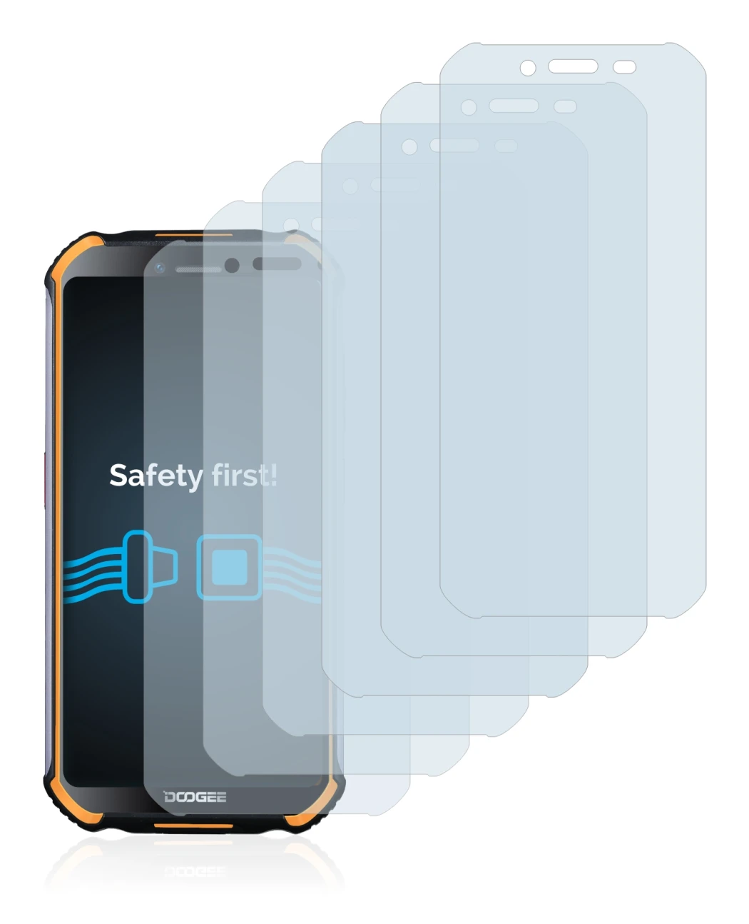 Immagine del dispositivo Doogee S40 con un'ampia varietà di protezioni per lo schermo.