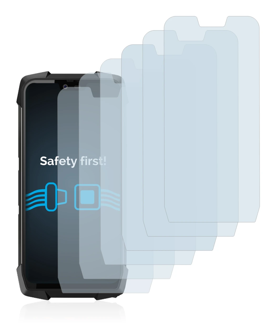 Immagine del dispositivo Blackview BV9700 Pro con un'ampia varietà di protezioni per lo schermo.
