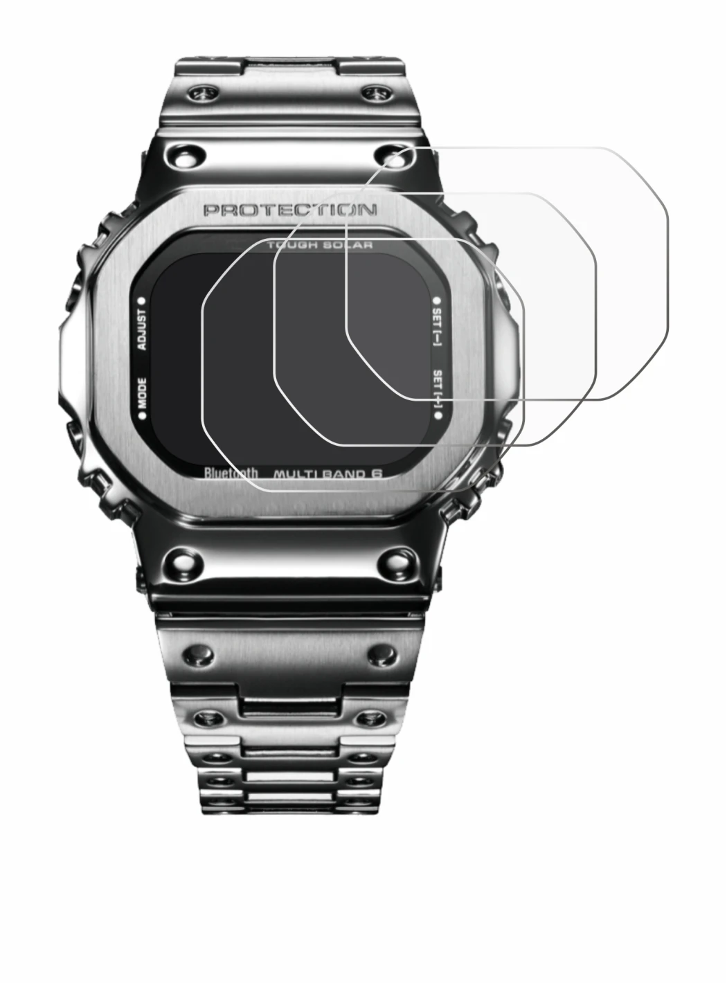 Immagine del dispositivo Casio G-Shock GMW-B5000D-1ER con un'ampia varietà di protezioni per lo schermo.