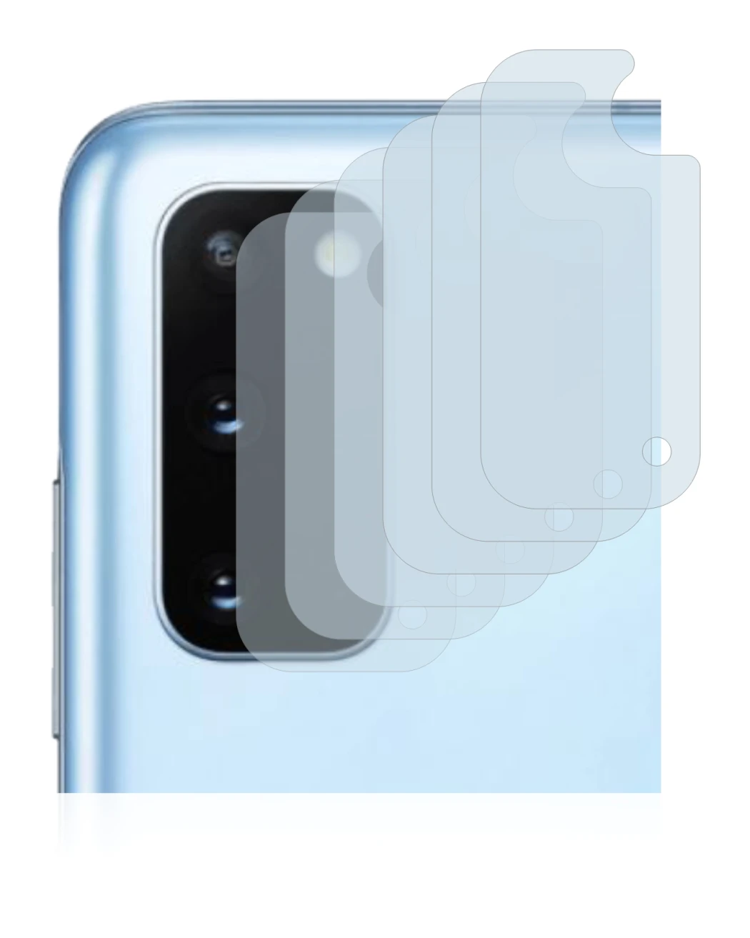 Immagine del dispositivo Samsung Galaxy S20 (SOLO Fotocamera) con un'ampia varietà di protezioni per lo schermo.