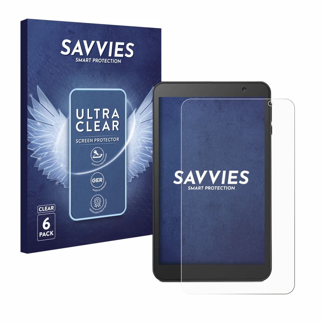 Parte frontale di una confezione del prodotto con il logo del marchio Savvies. Accanto è raffigurato il dispositivo Vankyo Mat