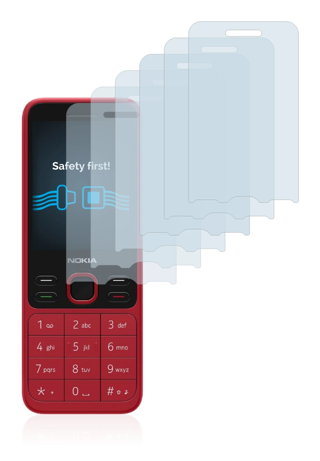 Immagine del dispositivo Nokia 150 2020 con un'ampia varietà di protezioni per lo schermo.