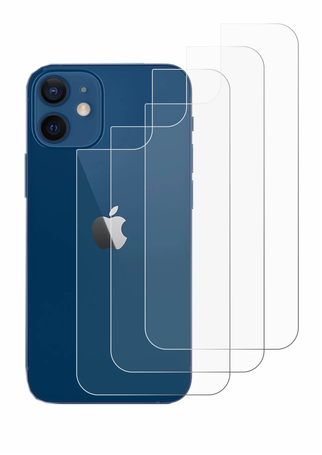 Immagine del dispositivo Apple iPhone 12 (Posteriore) con un'ampia varietà di protezioni per lo schermo.