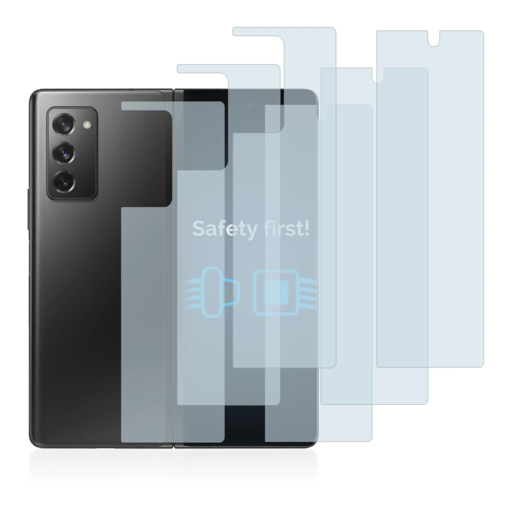 Immagine del dispositivo Samsung Galaxy Z Fold 2 5G (Fronte+Retro) con un'ampia varietà di protezioni per lo schermo.