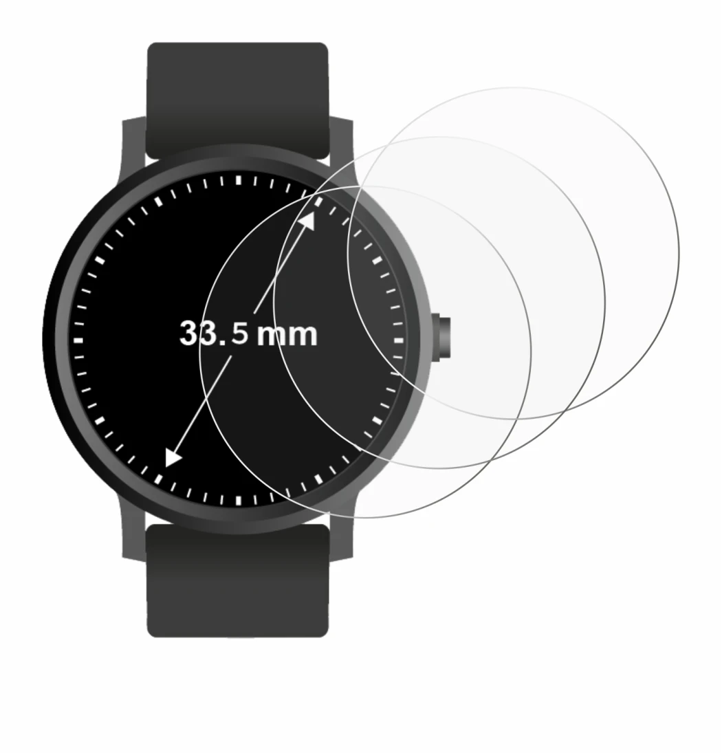 Immagine del dispositivo Orologi (Circolare, ø: 33.5 mm) con un'ampia varietà di protezioni per lo schermo.