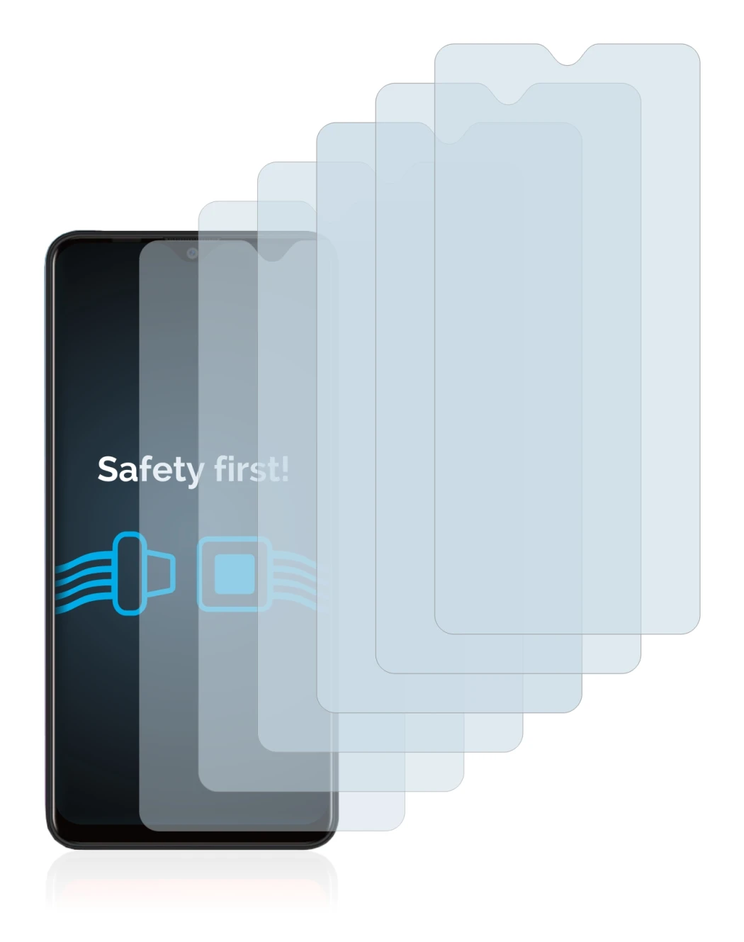 Immagine del dispositivo Blackview A80 Plus con un'ampia varietà di protezioni per lo schermo.