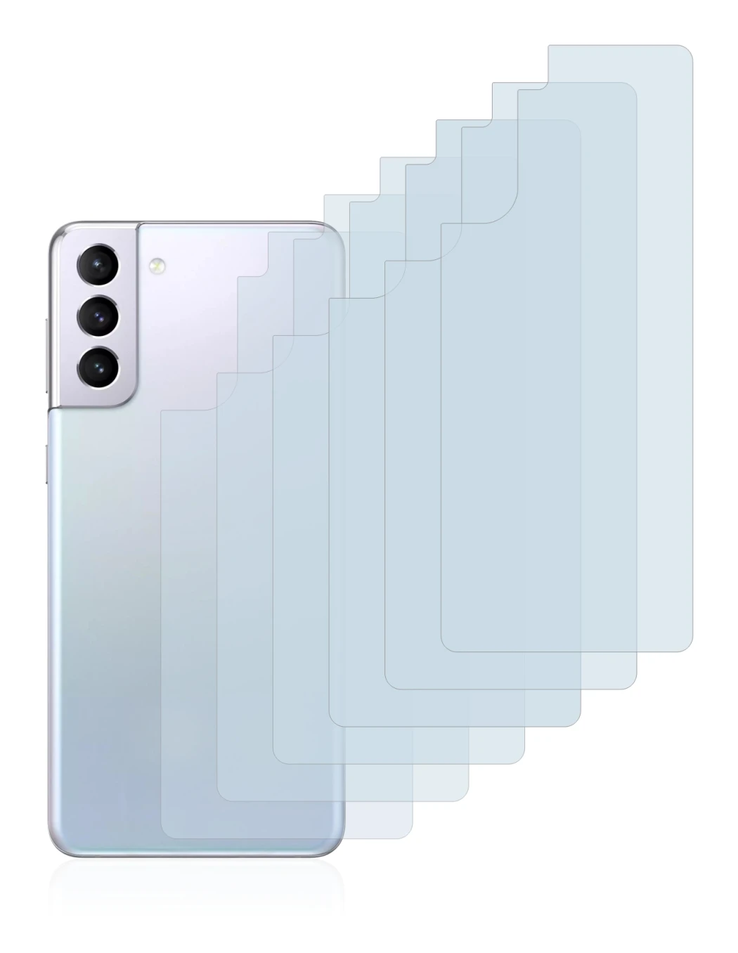 Immagine del dispositivo Samsung Galaxy S21 (Posteriore) con un'ampia varietà di protezioni per lo schermo.