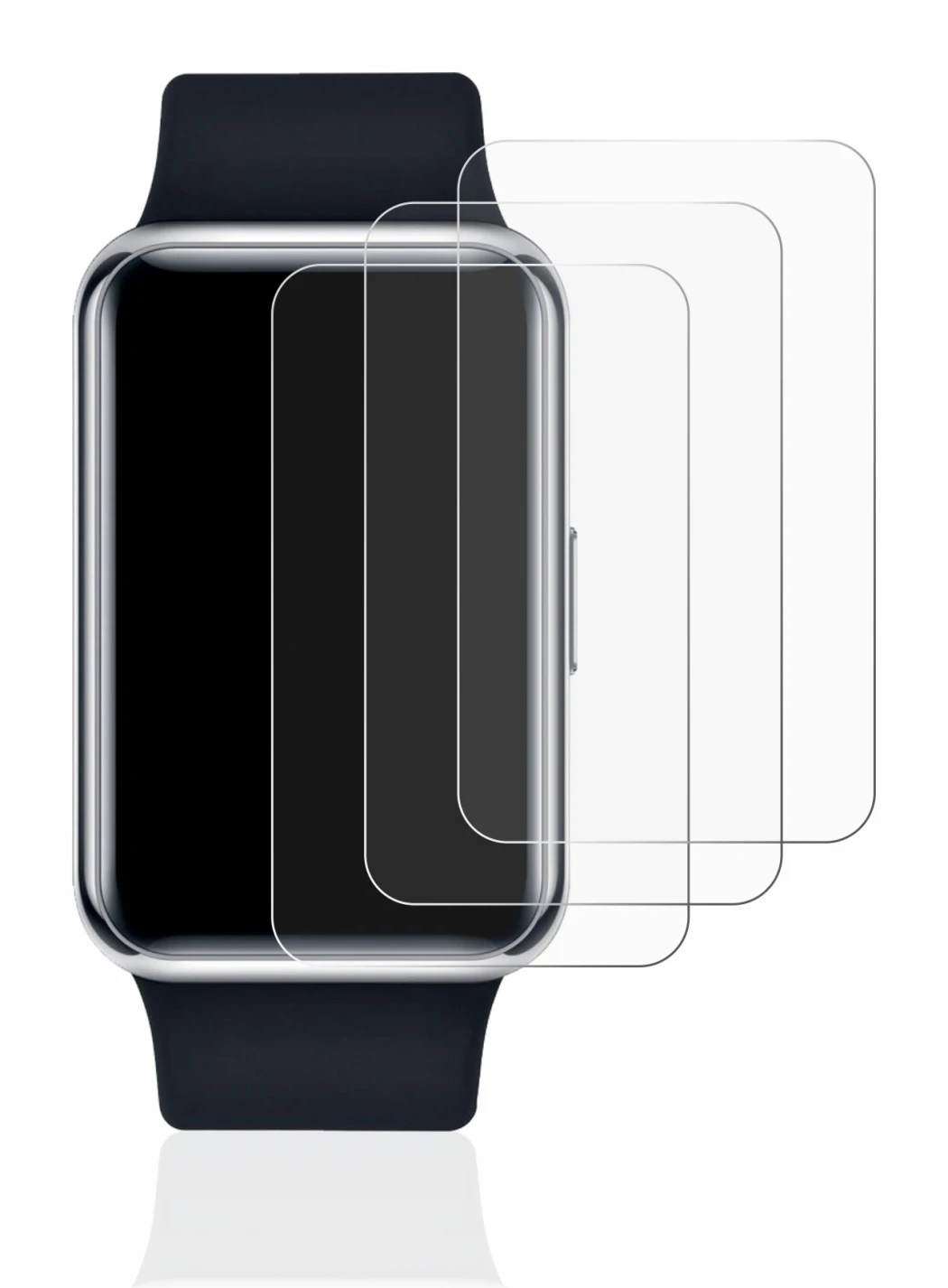 Immagine del dispositivo Huawei Watch Fit Elegant con un'ampia varietà di protezioni per lo schermo.