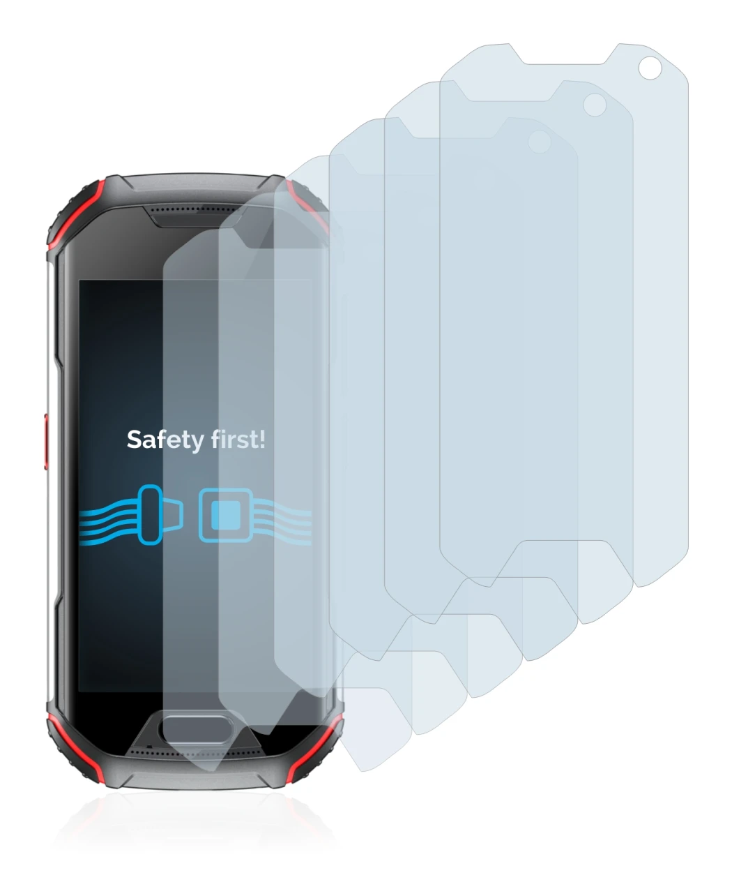 Immagine del dispositivo Unihertz Atom XL con un'ampia varietà di protezioni per lo schermo.