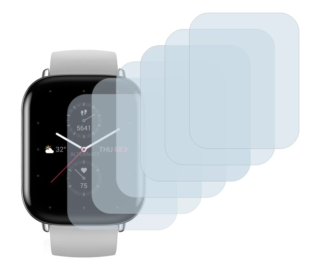 Immagine del dispositivo Huami Amazfit Zepp E Square con un'ampia varietà di protezioni per lo schermo.