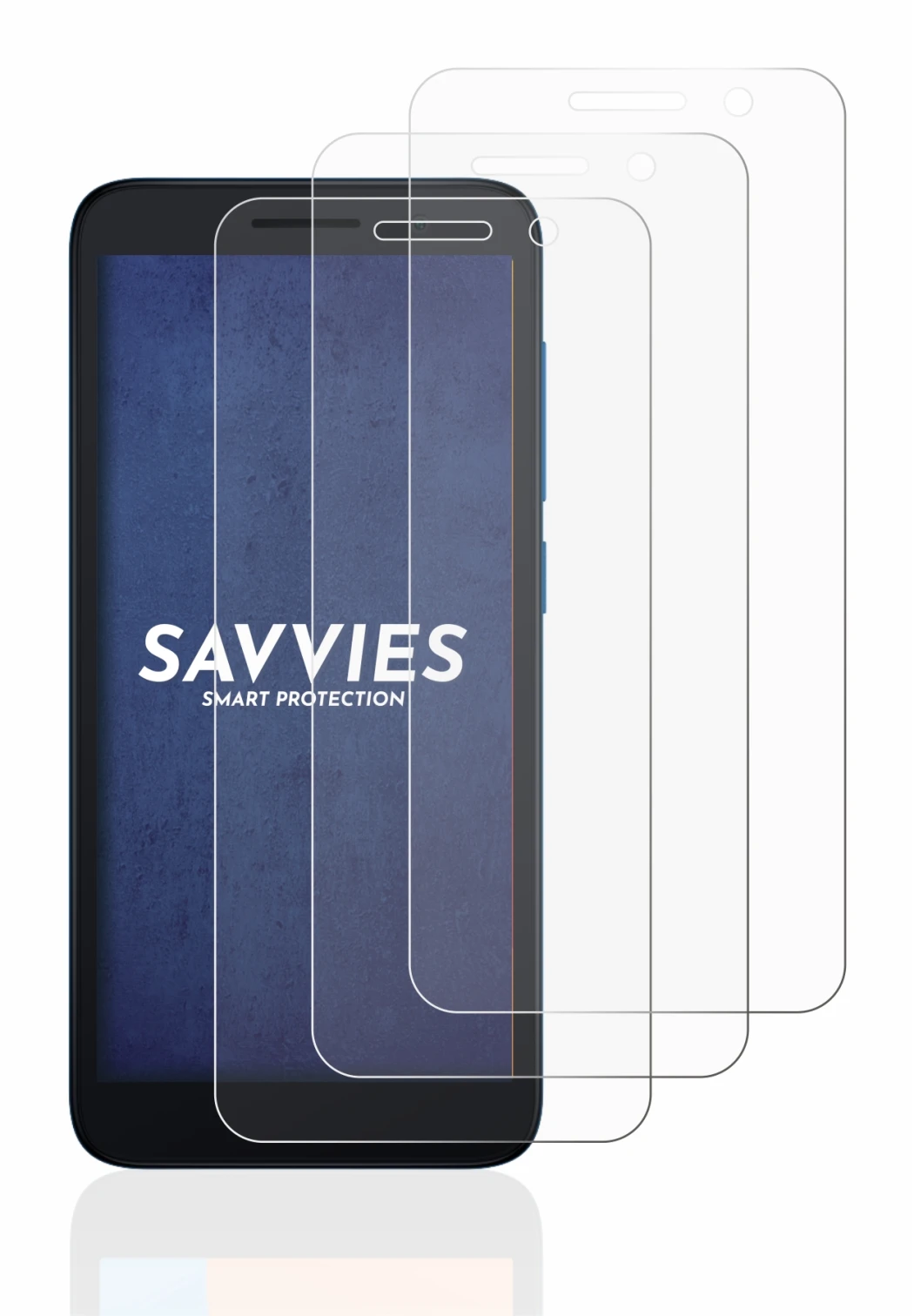 Immagine del dispositivo Alcatel 1 (2021) con un'ampia varietà di protezioni per lo schermo.