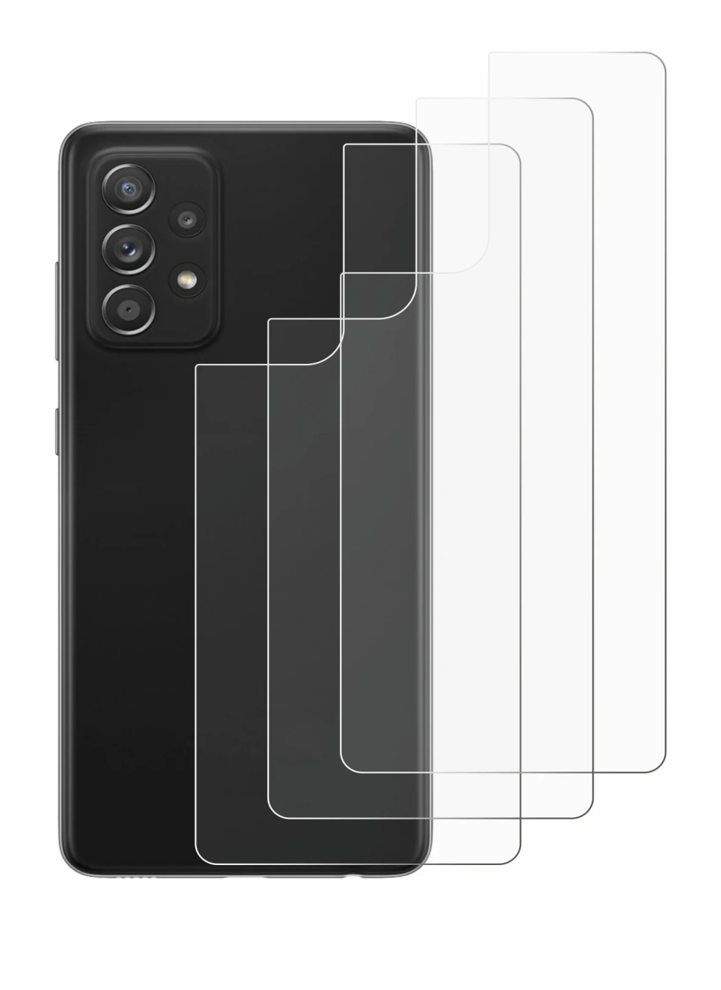 Immagine del dispositivo Samsung Galaxy A52s 5G (Posteriore) con un'ampia varietà di protezioni per lo schermo.