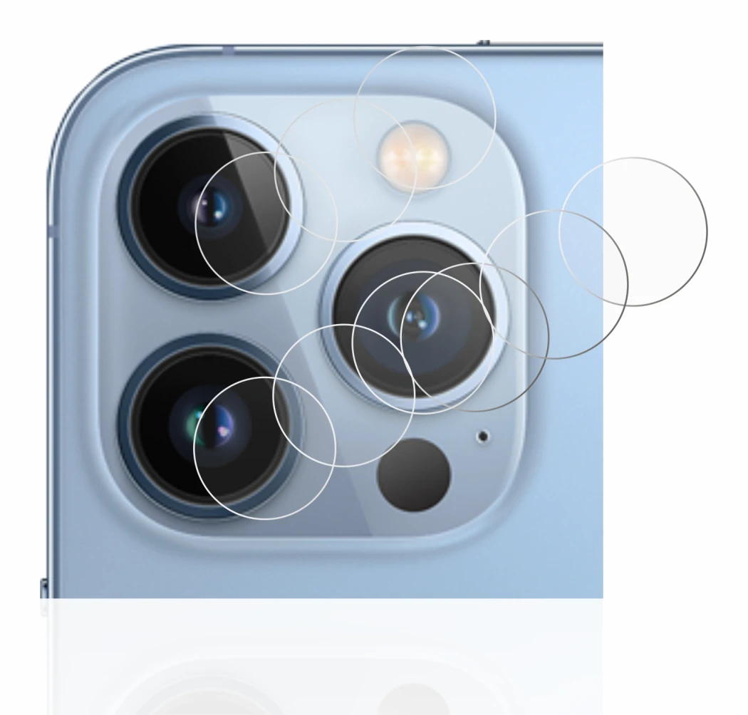 Immagine del dispositivo Apple iPhone 13 Pro Max (SOLO Fotocamera) con un'ampia varietà di protezioni per lo schermo.